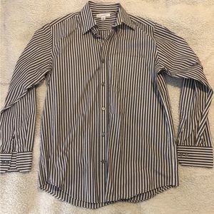 Banana Republic Slim Fit Dress Shirt - Mens Small Brown Stripes